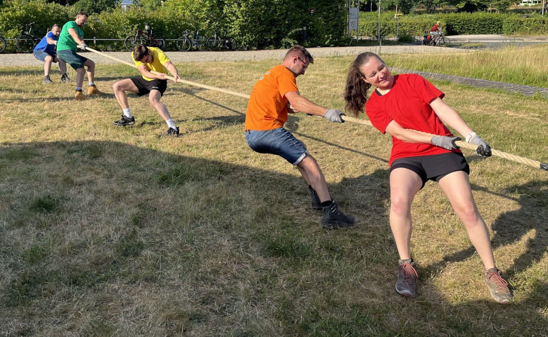 Das Team „Konstruktiver Widerstand“ während der schwierigsten Zugphase.